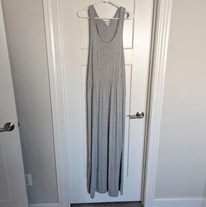 J Crew Heathered Grey Jersey Racerback Maxi Tank Dress sz L